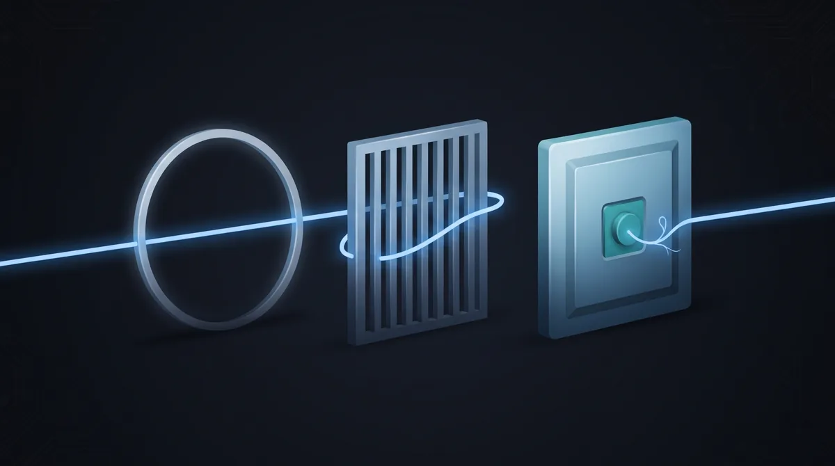 Three gates in a row, a line passing through all three unobstructed